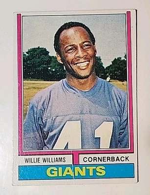 1974 Topps Football Card 284 Willie Williams New York Giants  - Image 1 of 2