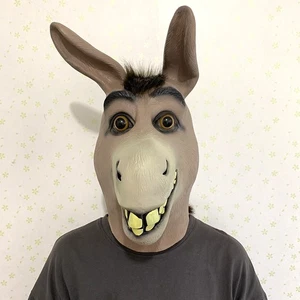Adult Funny Donkey Head Mask Halloween Party Cosplay Props Animal Latex Headgear - Picture 1 of 6