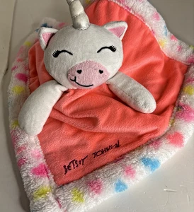 Betsey Johnson Hearts Stars Unicorn Lovey Baby Security Blanket Plush 12x12 Soft - Picture 1 of 11