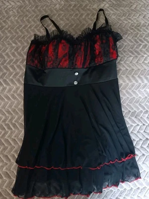 Lencería para muñeca bebé Conquette negra roja talla XLarge sujetador incorporado de encaje bling  Foto 1 de 4