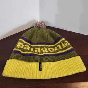 Patagonia Gorro Gorra Tejido Pompón Verde Amarillo Retro Clásico Púrpura - Imagen 1 de 5