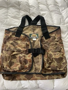 VTG Cabela's Duck Camo Hunting Vest USA Cargo Pockets Detachable Game Pouch M - Picture 1 of 3