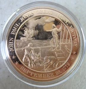 1779 John Paul Jones Naval Victory - Franklin History of US Bronze 1 3/4" Medaille - Bild 1 von 3
