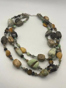 Barse Multi Strand Beaded Gemstones Necklace 925 Sterling Silver Lobster Clasp - Picture 1 of 16