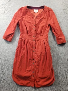 Anthropologie Maeve Hemdblusenkleid Damen 0 orange Cord Knopfleiste Taschen - Bild 1 von 13