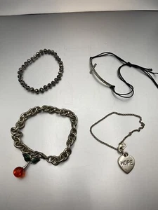 Lote de 4 Pulseras Vintage Dije Hermosa Cruz Religiosa Cristiana Cereza Esperanza - Imagen 1 de 8