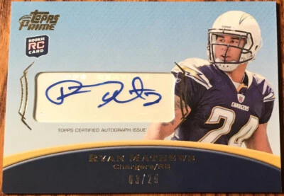 2010 Topps Prime Rookie Autographs Gold Ryan Mathews PAR-RM #’d 03/25 - Image 1 of 2