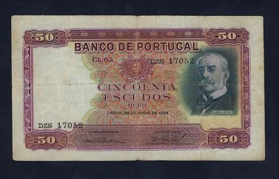 PORTUGAL  50 Escudos 1949 P-154 FINE  - Image 1 of 2