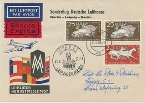 DDR 1956 Leipziger Herbst-Messe Sonderflug der Deutschen Lufthansa Ost „BERLIN-S - Bild 1 von 2