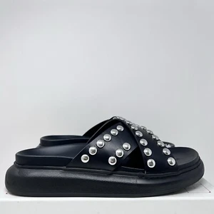 Alexander McQueen Herren Nieten Leder Pantoletten Sandalen Größe 45 EU / 12 US Schwarz - Bild 1 von 11