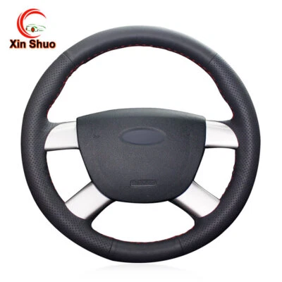 Black Artificial Leather Car Steering Wheel Cover for Ford Focus CC Focus C-Max - Image 1 of 4