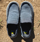 Maui Island Mens 12M Black Gray Canvas Cushioned Frayed Edge Slip on Shoes Beach