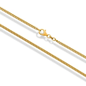 Panzerkette massiv Gold 585 / 14K Gelbgold 50cm 2,4mm Goldkette Halskette Neu - Bild 1 von 3