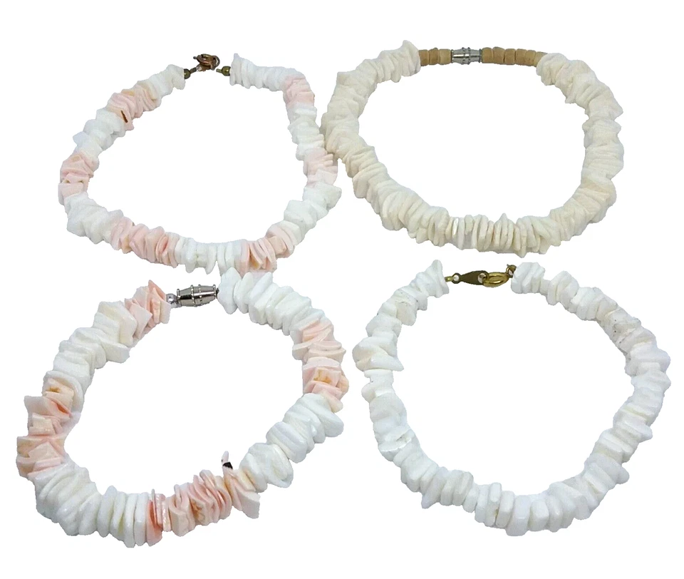 Puka Shell Anklet White Ankle Bracelet Hawaiian Surfer Beach 4 Styles Vintage - Image 1 of 4