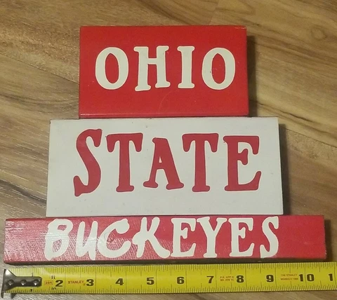 Vintage Ohio State Buckeyes Hand Made Wooden Plaque Room Wall Desk Decor Cover
