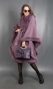 6367 NEU GLAMOURÖS WOLLE KASCHMIR SWINGER CAPE BLAU FUCHS WUNDERSCHÖN GR. 3XL-6XL - Bild 1 von 16