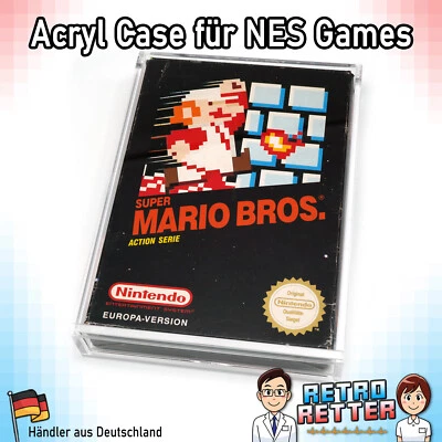 RETRORESCUE Acryl Case für NES Spiel OVP - Nintendo UV Schutz Hülle Game Box Protector