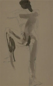Susan Paine - Contemporary India Ink, Standing Male Nude - Picture 1 of 2