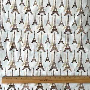 Blue City of Lights Eiffel Tower Paris 100% Cotton Quilting Fabric 1.5 Yards - Picture 1 of 5
