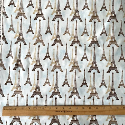 Blue City of Lights Eiffel Tower Paris  100% Cotton Quilting Fabric 1.5 Yards - Image 1 of 4