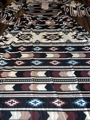 Vestido LuLaRoe Ryane Manga Larga Cintura Imperio Beige Marrón Negro Azteca 2XL 22/24 Foto 1 de 4