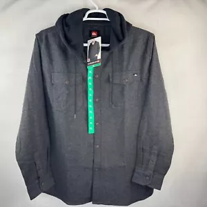 Quiksilver Herren Gr. XL schwarz Flanell Hoodie Hemd Taschen Langarm Knopfleiste - Bild 1 von 7