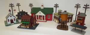 Lot HO Train Buildings People Church Court House Fire House Depot and More - Picture 1 of 12