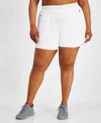 Pantalones Cortos para Correr ID Ideology Para Mujer Talla Grande 3 en 1 Blanco Brillante Bolsillos con Cremallera Nuevos Foto 1 de 4