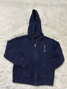 POLO RALPH LAUREN Toddler Boys Sz 5 Navy Blue Full-Zip Hooded Sweatshirt Hoodie - Picture 1 of 5