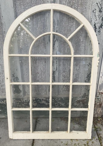 Antique 18 Pane Arched Dome Top 29.75” X  45.5” Shabby Window Sash Old Chic Cover