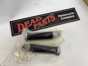 Harley chrome endcap rubber male footpegs footrests pegs 49117-77C - Picture 1 of 3