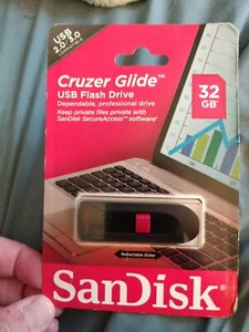 SanDisk Cruzer Glide 32GB Memory Flash Drive Thumb/Pen/Jump/USB Stick NEW!! - Afbeelding 1 van 3