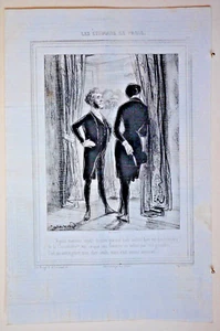 Original Paul GAVARNI, lithograph, Le Charivari, mid 1800s, 14" x 9 1/4"  - 424 - Picture 1 of 1