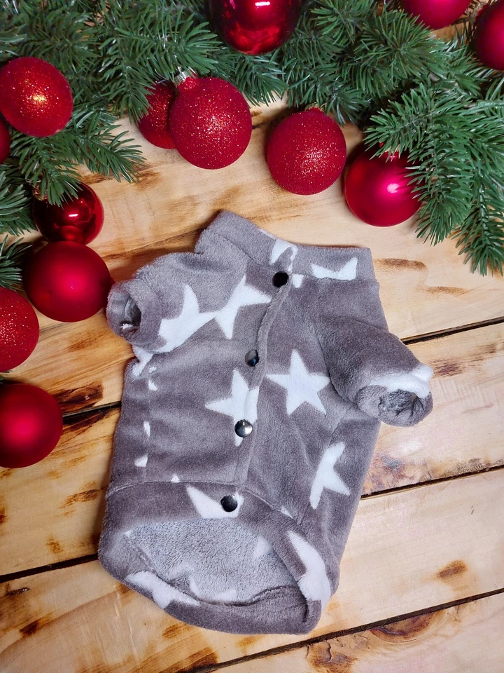 Pyjamas für Hunde – Jacke mit Reißverschluss, Plüschjacke, Kleidung für Tiere - Bild 1 von 4