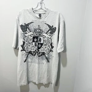 Russo Spirit Herren grau T-Shirt Large Hip Hop Retro bestickt Wappen Grunge Krone - Bild 1 von 9