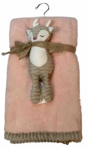 NEW Chick Pea Baby Blanket Set Pink Cozy Reversible Sherpa with Soft Cuddle Toy - Picture 1 of 5