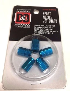 5x BLUE HEX SPORT NOZZLE CAR WHEEL TIRE RIMS VALVES DUST STEMS AIR CAPS 5702B - Picture 1 of 2