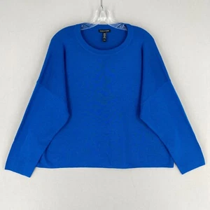 Suéter Dolman Eileen Fisher 100% Lana Merino Superfina XL Azul Cuello Redondo - Imagen 1 de 12