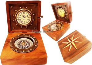  Nautical Clock Bond Street Maritime Pocket Gift Brass Ship Compass - Picture 1 of 5