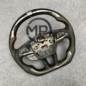 LED Carbon fiber Steering Wheel Red stitching Fit For Ford Focus Escape 2015+ - Bild 1 von 7