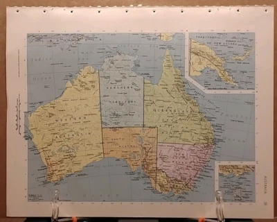1966 Vintage AUSTRÁLIA Autêntico Antigo Mapa Atlas MCM - Rand McNally Atlas Mundial - Imagem 1 de 4