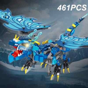 461PCS Blau Fliegenden Drachen Bausteine Prähistorischen Wasser Modell Bricks - Bild 1 von 12