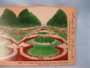 Stereoview Keystone View 1898 The Sunken Gardens Fairmount Park Philadelphia (O) - Picture 1 of 4