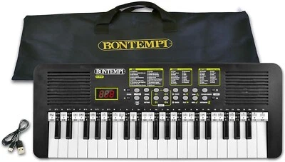 Bontempi 15 3787 Tastiera Elettronica 37 Tasti Passo Medio Pianola USB-DC Nera
