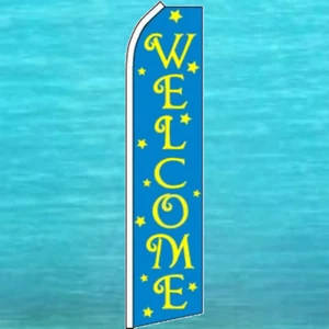 WELCOME FLUTTER FLAG Tall Advertising Sign Feather Swooper Banner Event - Picture 1 of 5