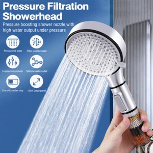 High Turbo Pressure Shower Head Bathroom Powerful Energy Water Saving Filter - Bild 1 von 9