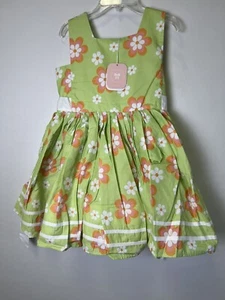 Dollcake Girls Bloom Dress green w/retro floral print NWT sz 12 - Picture 1 of 3