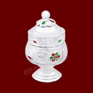 Caja Sindoor (Vermilion) en plata pura Best Designs Henmade OmPoojaShop - Imagen 1 de 2