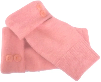 FINGERLESS GLOVES ORANGE PINK MERINO WOOL ONE SIZE FITS MOST S - M - L MITTENS - Image 1 of 2