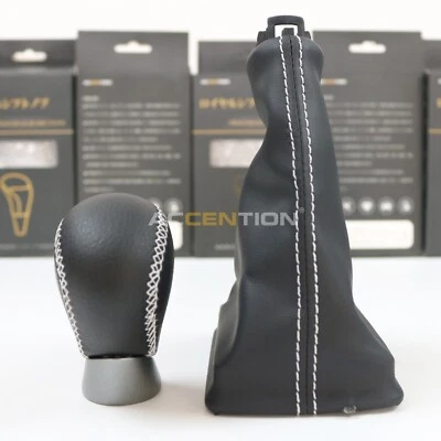 Pomo de cambio de marchas de cuero negro con bota para Lexus GS F 2015-2021 Foto 1 de 4